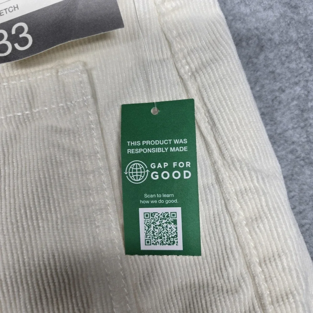 GAP Pants Womens 16R 33 White 70s‎ Flare High Rise Corduroy Stretch Pockets